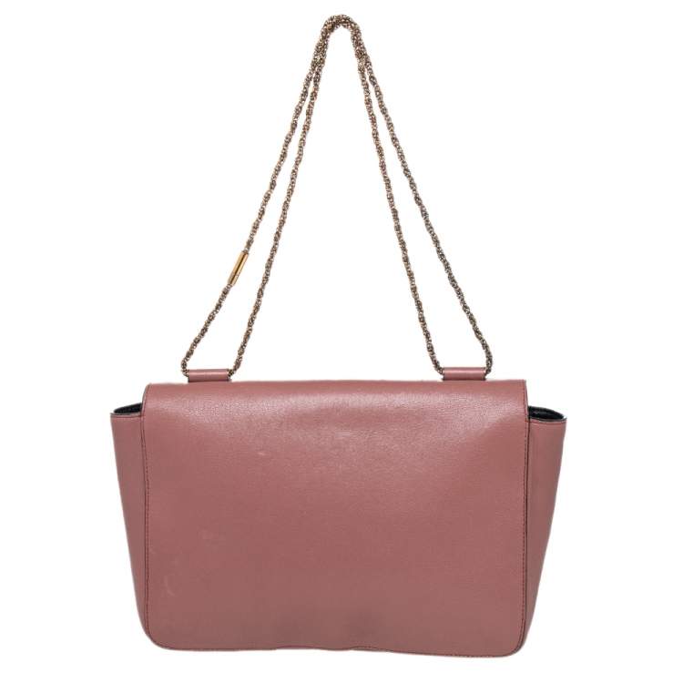 Pre Owned Chloe Old Rose Pink Leather Large Elsie Shoulder Bag