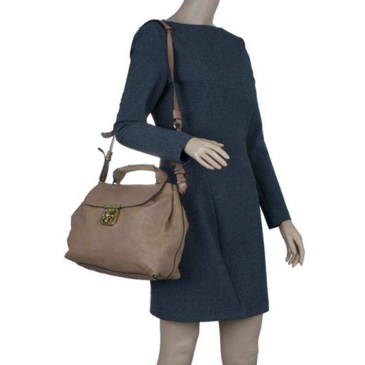 Pre Owned Chloe Beige Leather Elsie Satchel