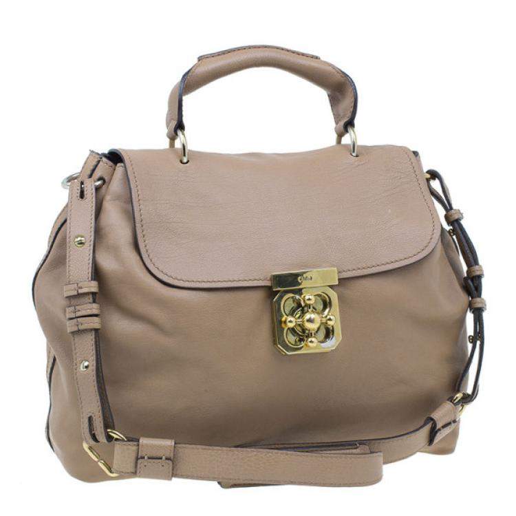 Pre Owned Chloe Beige Leather Elsie Satchel