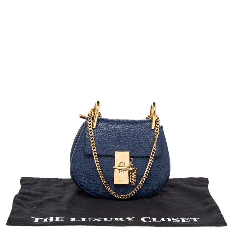Pre Owned Chloe Blue Leather Drew Shoulder Bag