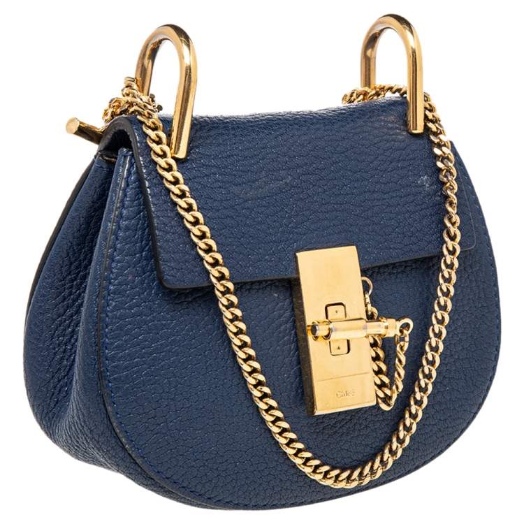 Pre Owned Chloe Blue Leather Drew Shoulder Bag