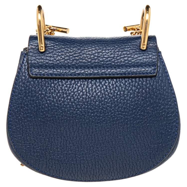 Pre Owned Chloe Blue Leather Drew Shoulder Bag