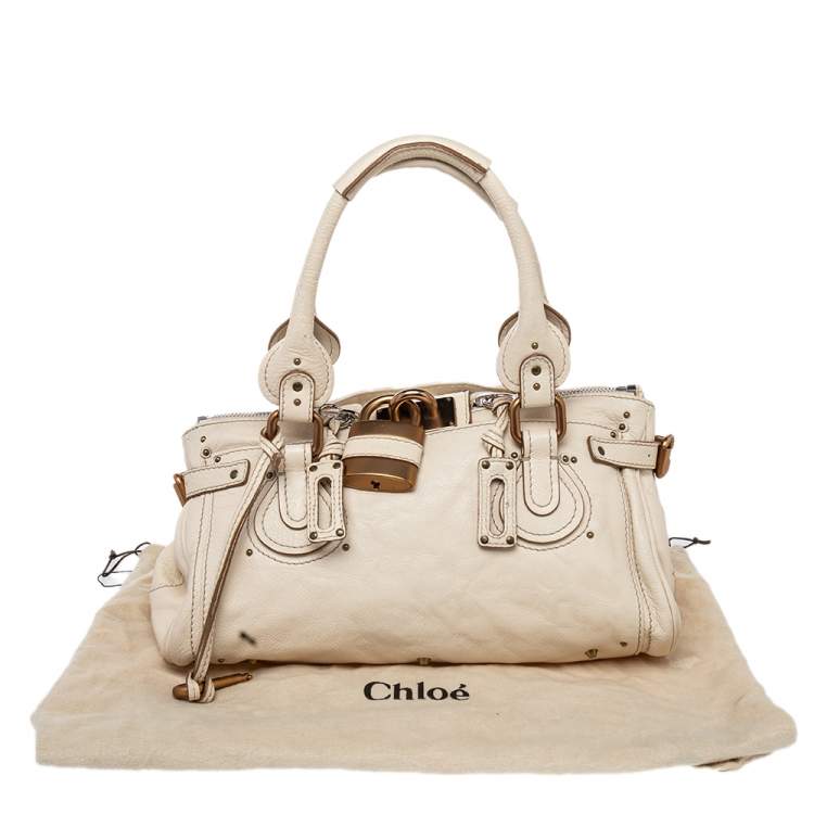 Pre Owned Chloe Cream Leather Medium Paddington Satchel