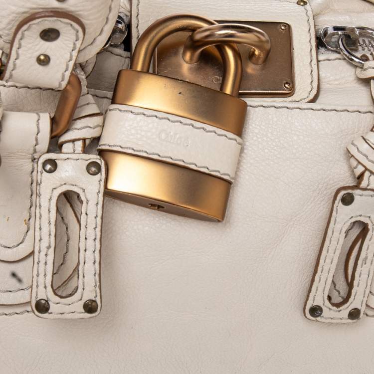 Pre Owned Chloe Cream Leather Medium Paddington Satchel