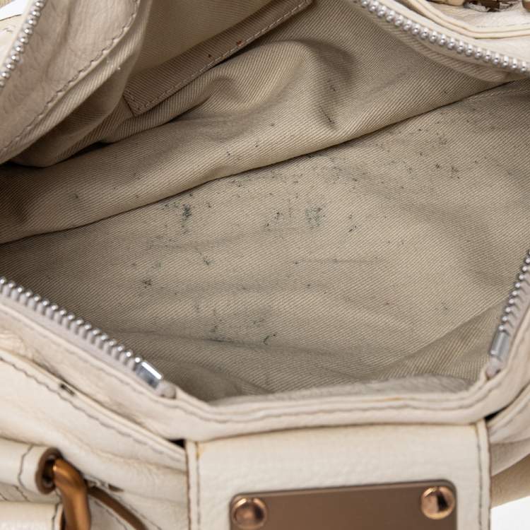 Pre Owned Chloe Cream Leather Medium Paddington Satchel