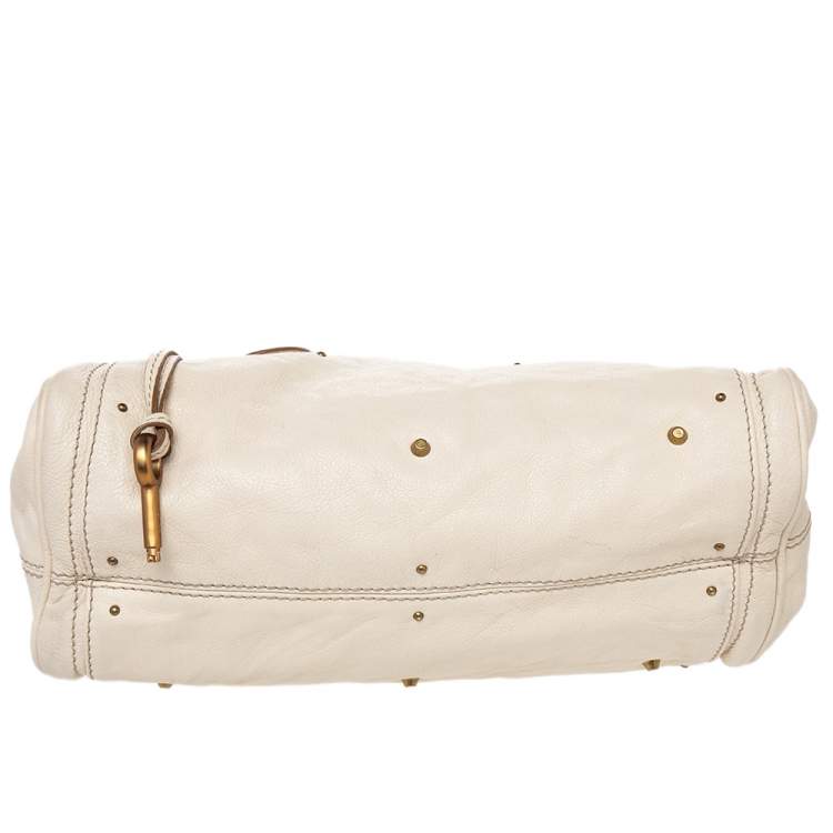 Pre Owned Chloe Cream Leather Medium Paddington Satchel