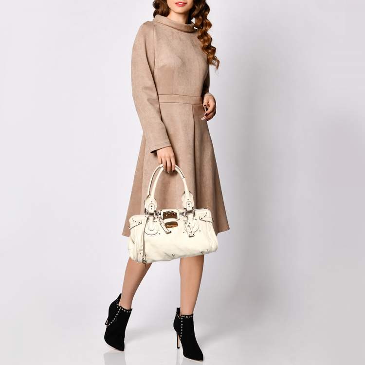 Pre Owned Chloe Cream Leather Medium Paddington Satchel