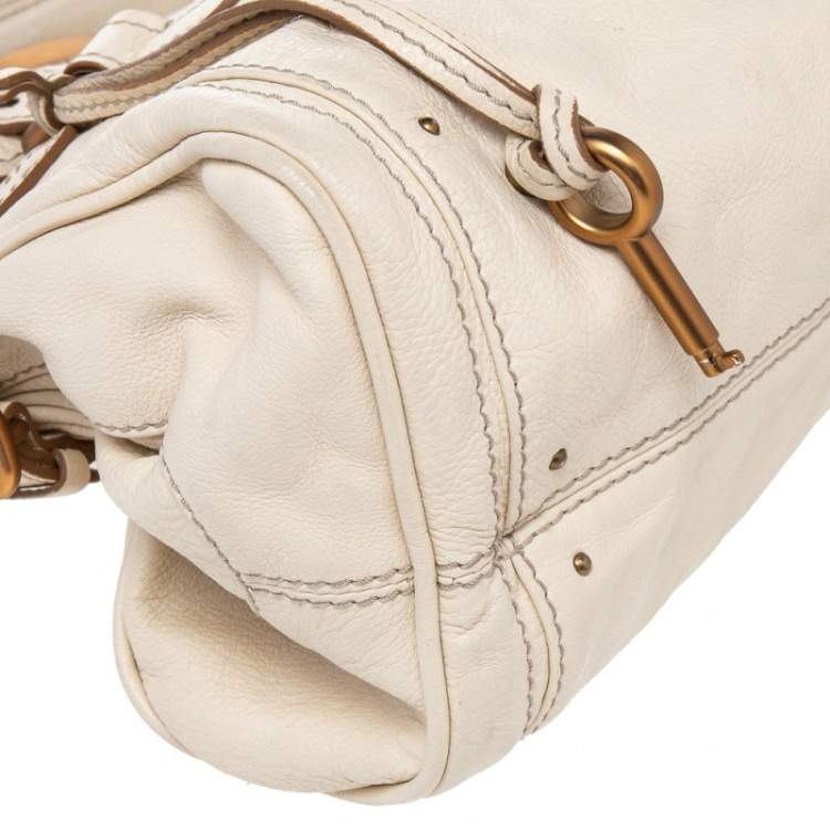 Pre Owned Chloe Cream Leather Medium Paddington Satchel