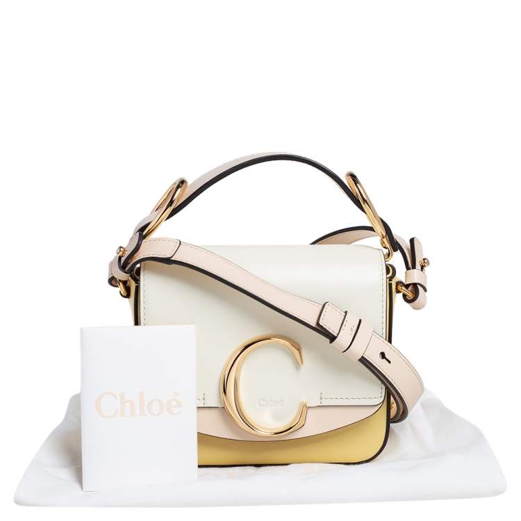 Pre Owned Chloe Multicolor Leather Mini C Double Carry Top Handle Bag