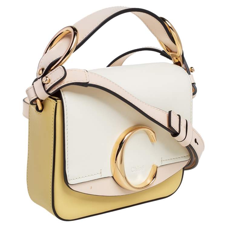 Pre Owned Chloe Multicolor Leather Mini C Double Carry Top Handle Bag