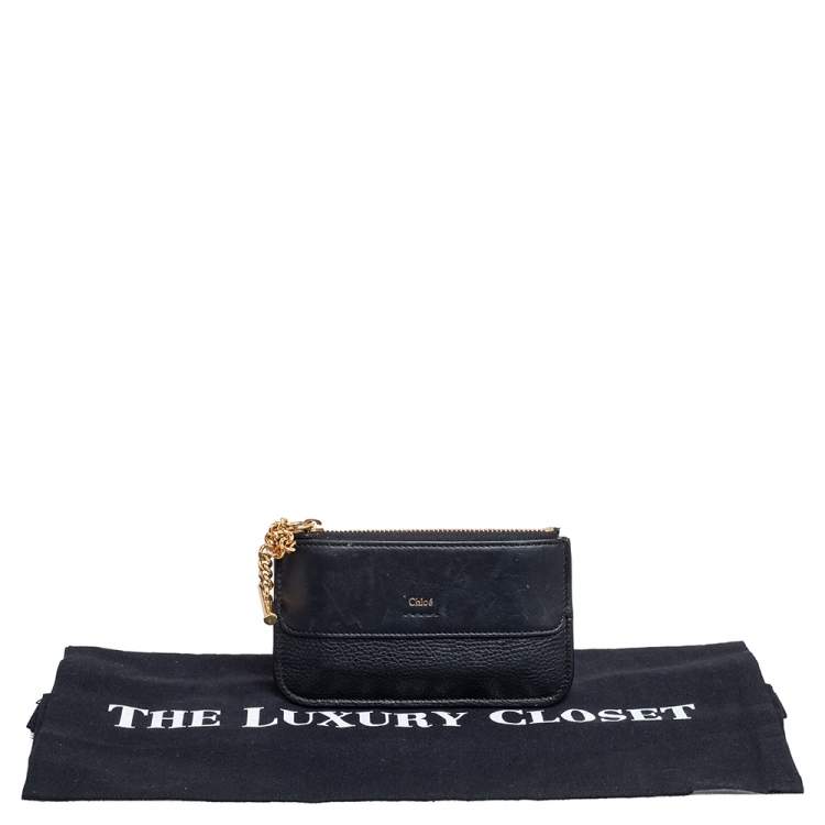 Pre Owned Chloe Black Leather Zip Card Holder