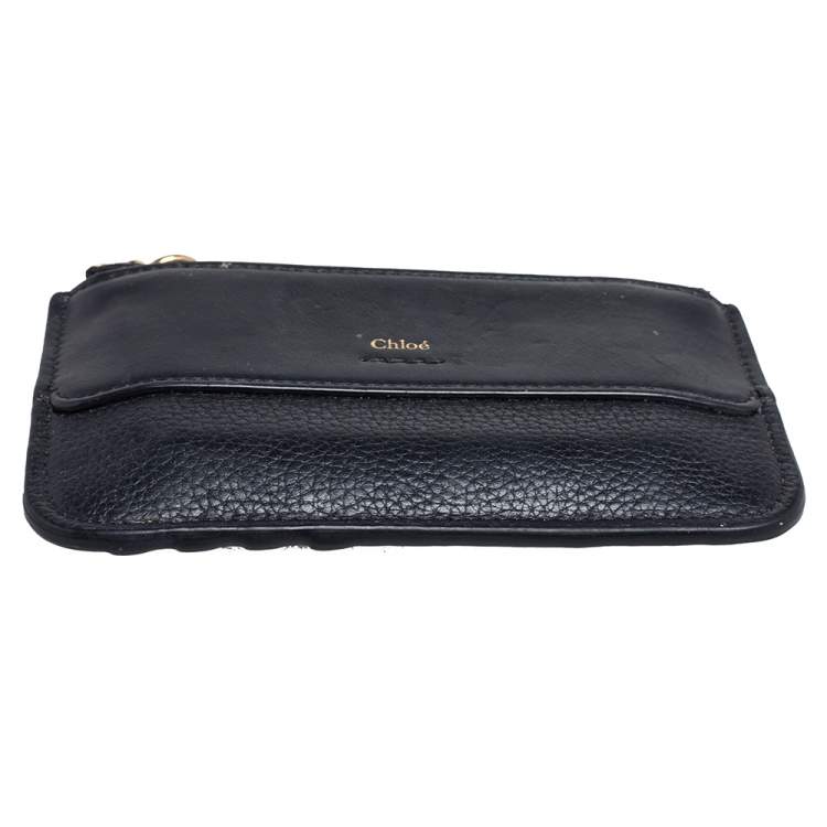 Pre Owned Chloe Black Leather Zip Card Holder