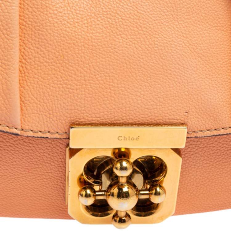 Pre Owned Chloe Peach Leather Elsie Shoulder Bag