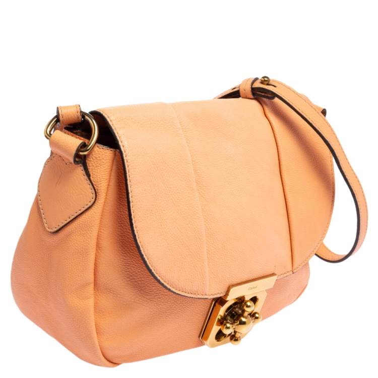 Pre Owned Chloe Peach Leather Elsie Shoulder Bag