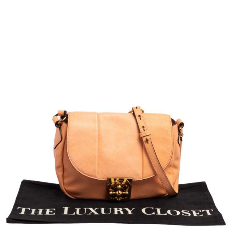 Pre Owned Chloe Peach Leather Elsie Shoulder Bag