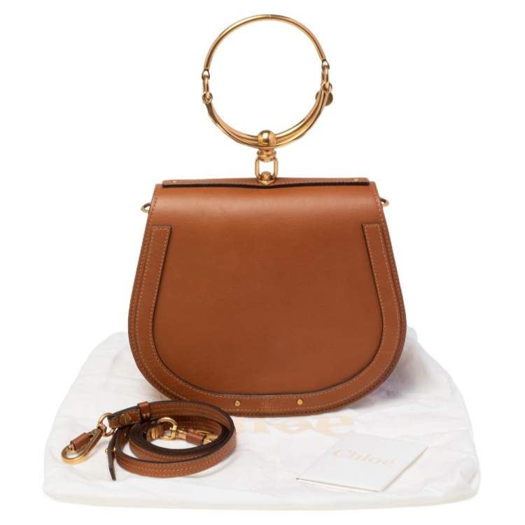 Pre Owned Chloé Tan Leather and Suede Small Nile Bracelet Shoulder Bag