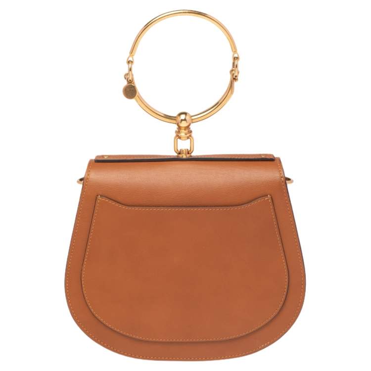 Pre Owned Chloé Tan Leather and Suede Small Nile Bracelet Shoulder Bag