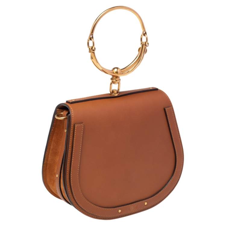 Chloé Tan Leather and Suede Small Nile Bracelet Shoulder Bag Chloe