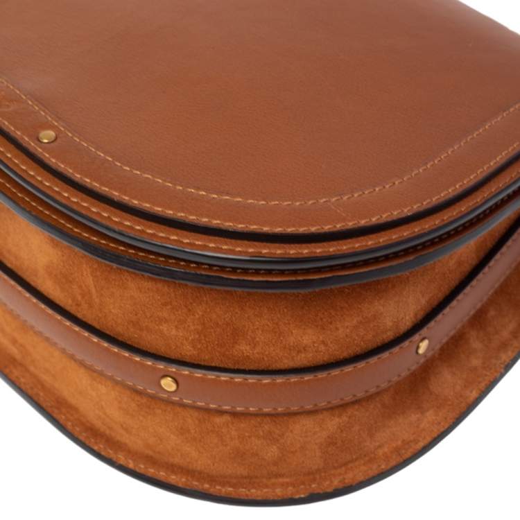 Pre Owned Chloé Tan Leather and Suede Small Nile Bracelet Shoulder Bag