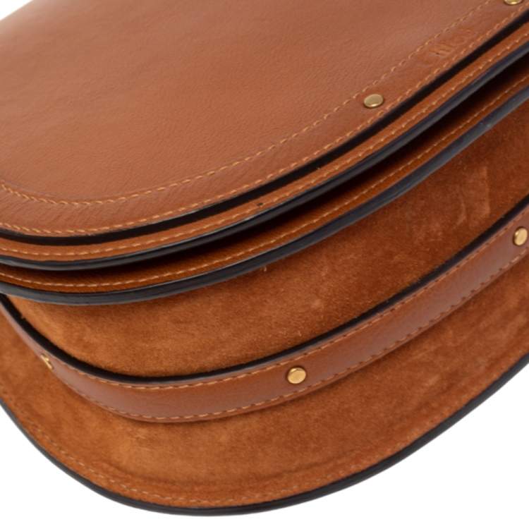 Pre Owned Chloé Tan Leather and Suede Small Nile Bracelet Shoulder Bag