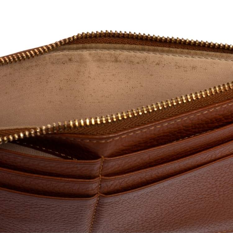 Pre Owned Chloé Brown Leather Zip Card case Wallet