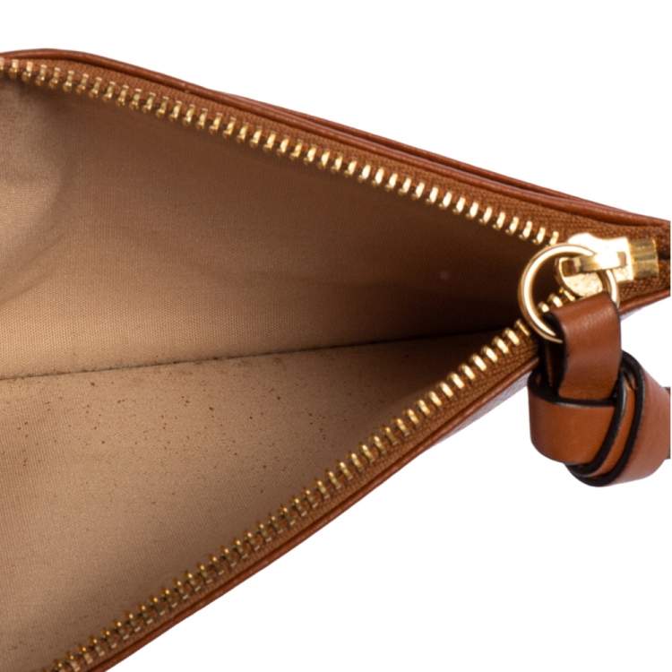 Pre Owned Chloé Brown Leather Zip Card case Wallet