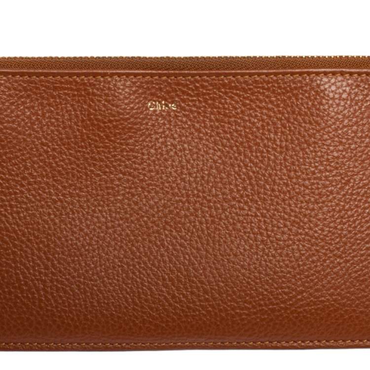 Pre Owned Chloé Brown Leather Zip Card case Wallet