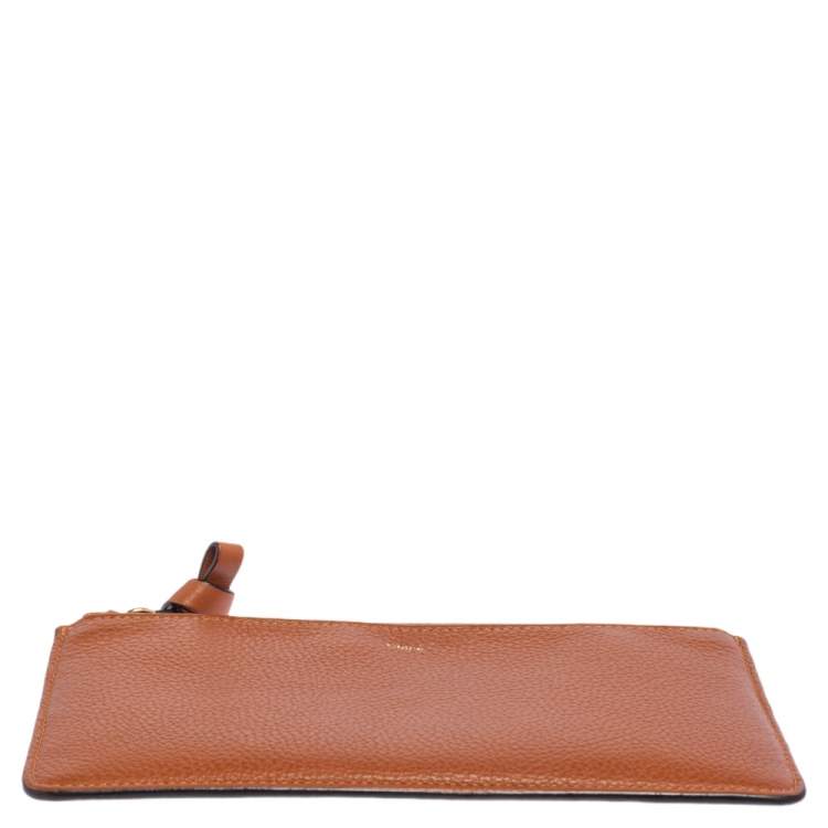 Pre Owned Chloé Brown Leather Zip Card case Wallet