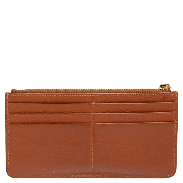 Pre Owned Chloé Brown Leather Zip Card case Wallet