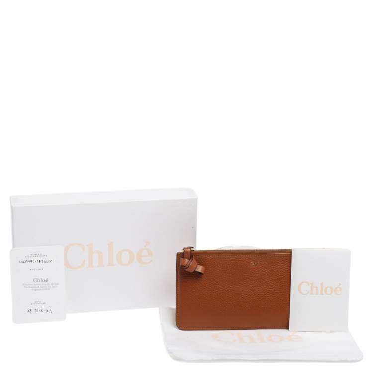 Pre Owned Chloé Brown Leather Zip Card case Wallet