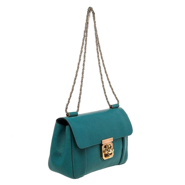 Pre Owned Chloe Blue Leather Medium Elsie Shoulder Bag