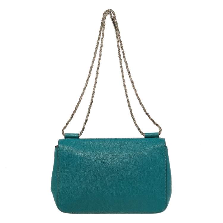 Pre Owned Chloe Blue Leather Medium Elsie Shoulder Bag
