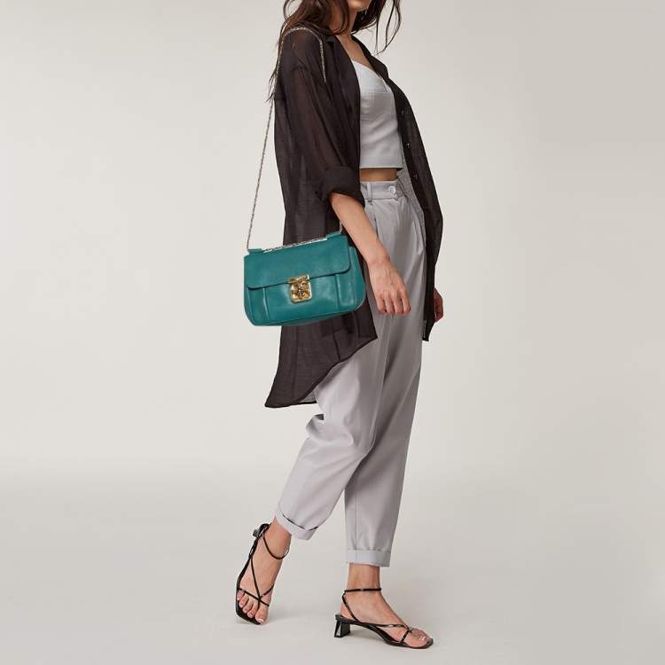 Pre Owned Chloe Blue Leather Medium Elsie Shoulder Bag