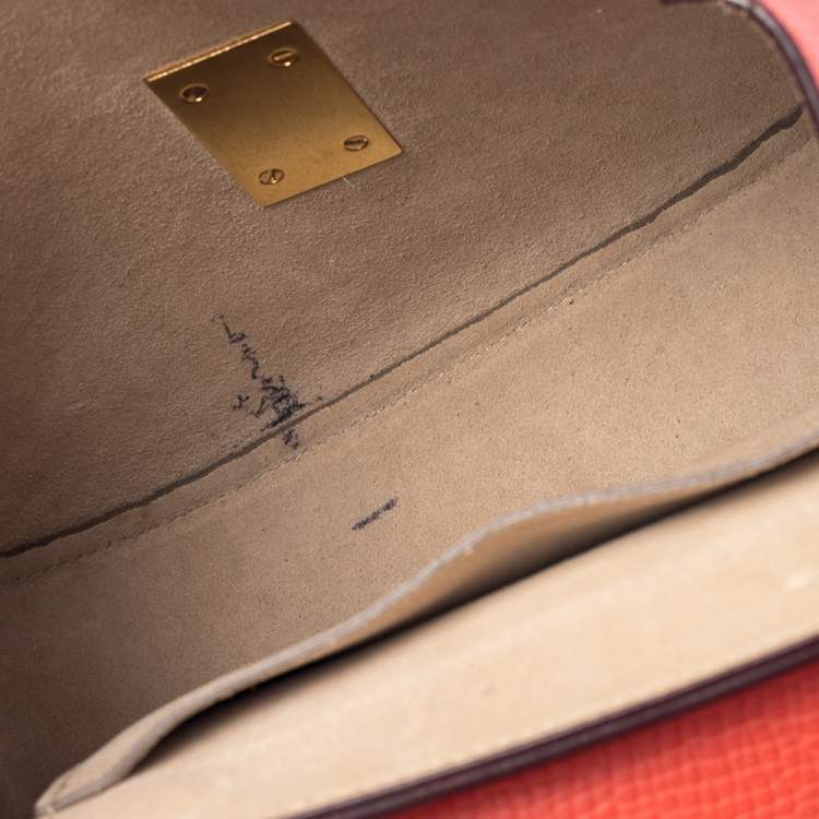 Pre Owned Chloe Coral Orange Leather Medium Drew Shoulder Bag