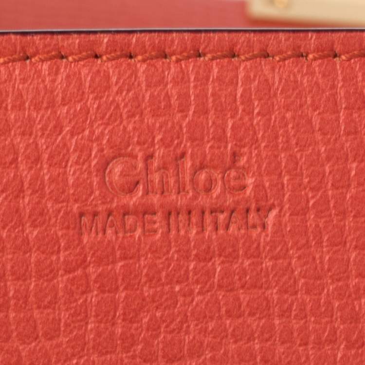 Pre Owned Chloe Coral Orange Leather Medium Drew Shoulder Bag