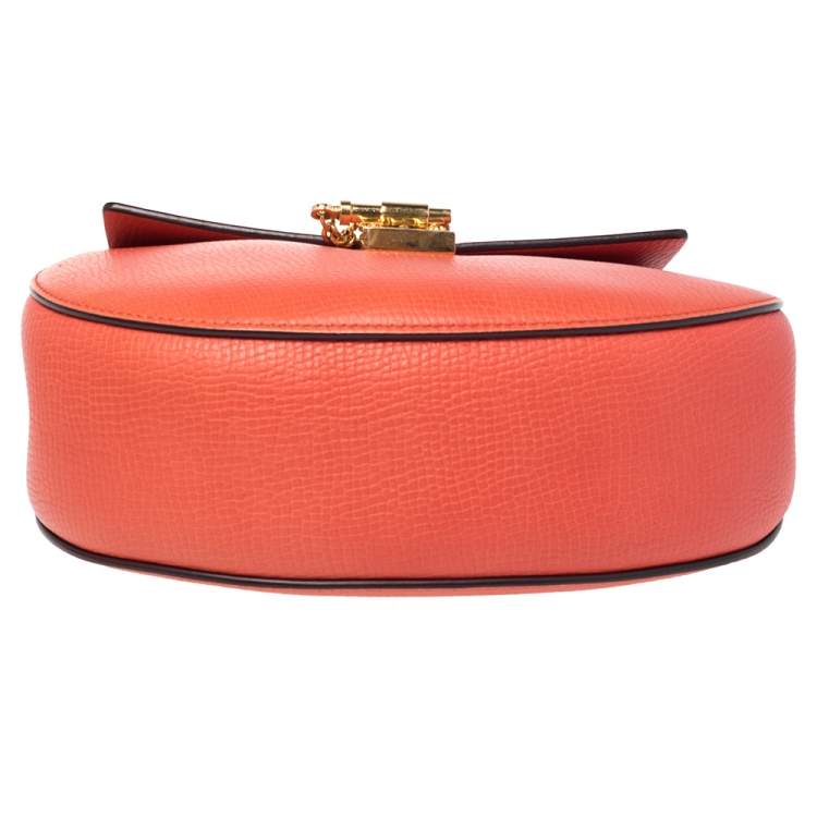 Pre Owned Chloe Coral Orange Leather Medium Drew Shoulder Bag