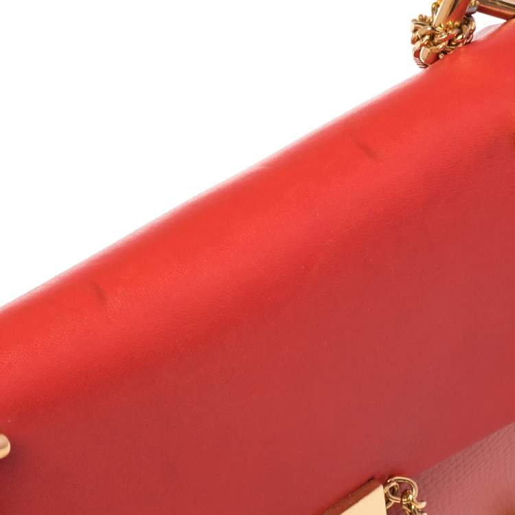 Pre Owned Chloe Coral Orange Leather Medium Drew Shoulder Bag