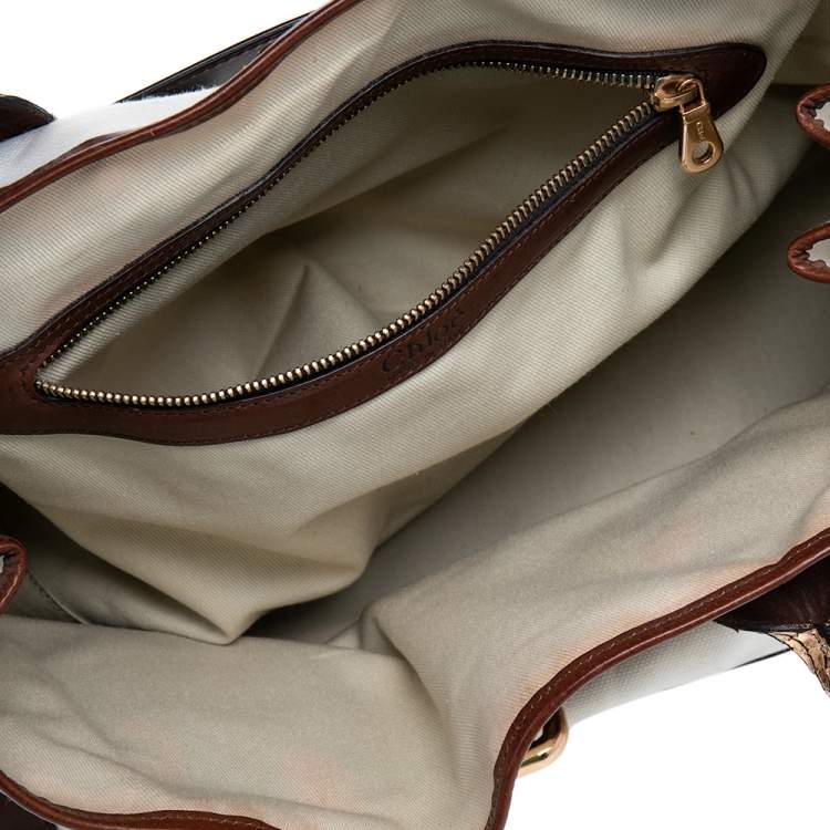 Pre Owned Chloe Multicolor Leather, Canvas and Python Tote