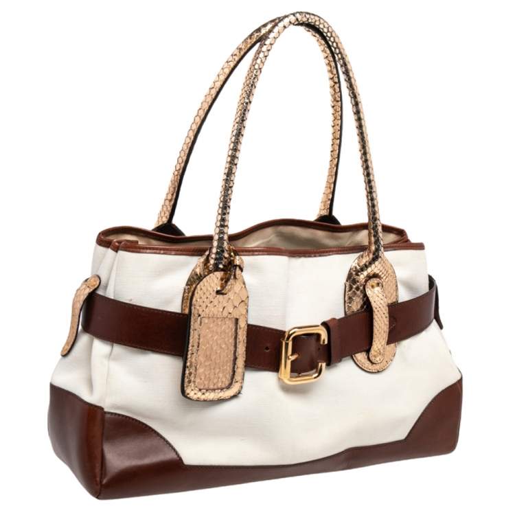 Pre Owned Chloe Multicolor Leather, Canvas and Python Tote