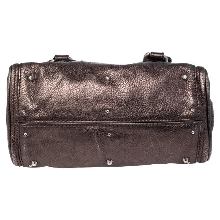 Pre Owned Chloe Metallic Brown Leather Mini Paddington Bag