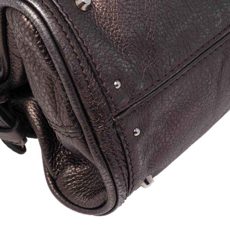 Pre Owned Chloe Metallic Brown Leather Mini Paddington Bag