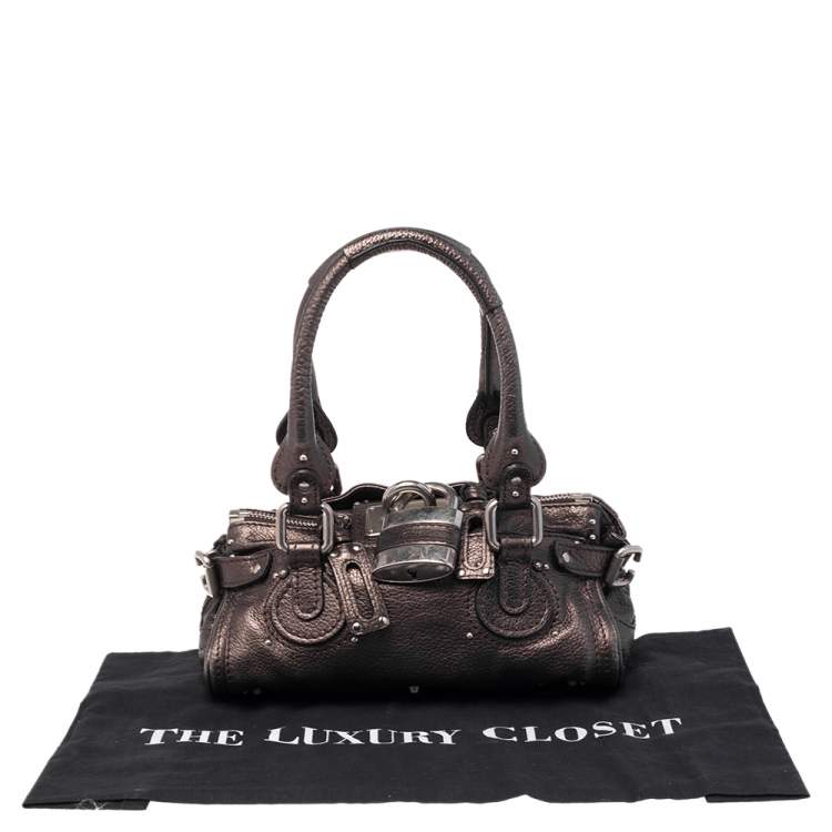 Pre Owned Chloe Metallic Brown Leather Mini Paddington Bag