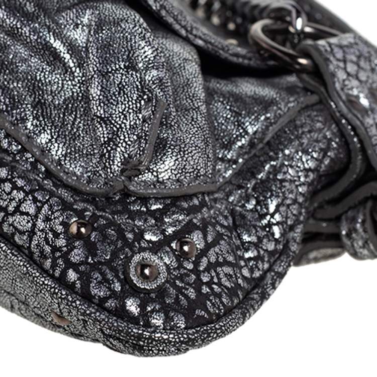 مملوكة مسبقًا Chloe Silver/Black Textured Leather Paddington Capsule Small Shoulder Bag
