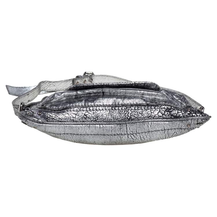 مملوكة مسبقًا Chloe Silver/Black Textured Leather Paddington Capsule Small Shoulder Bag