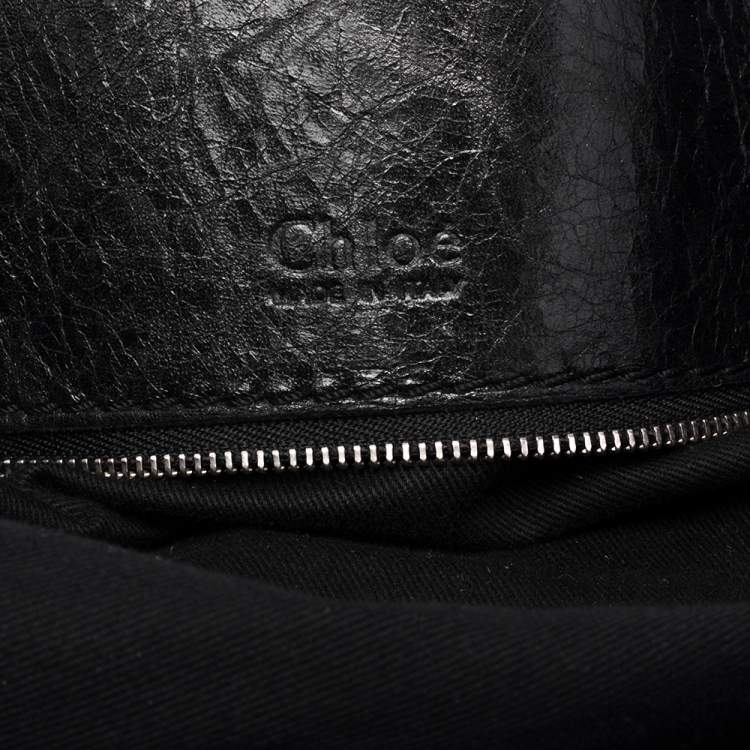 Pre Owned Chloe Black Leather Plexo Paddington Tote