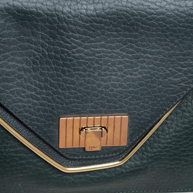 Pre Owned Chloe Petroleum Green Leather Medium Sally Flap Shoulder Bag