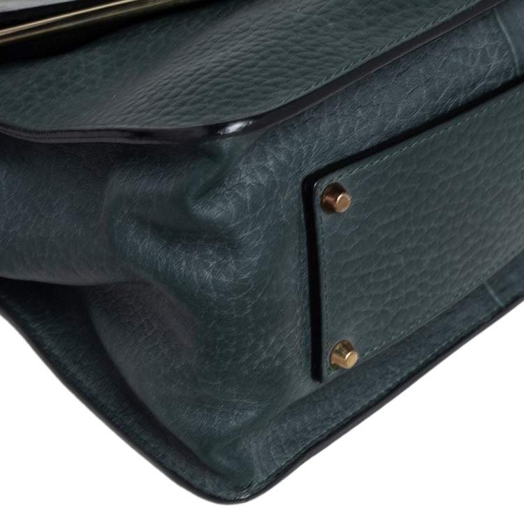 Pre Owned Chloe Petroleum Green Leather Medium Sally Flap Shoulder Bag