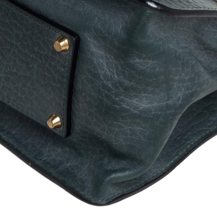 Pre Owned Chloe Petroleum Green Leather Medium Sally Flap Shoulder Bag