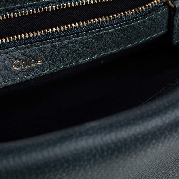Pre Owned Chloe Petroleum Green Leather Medium Sally Flap Shoulder Bag