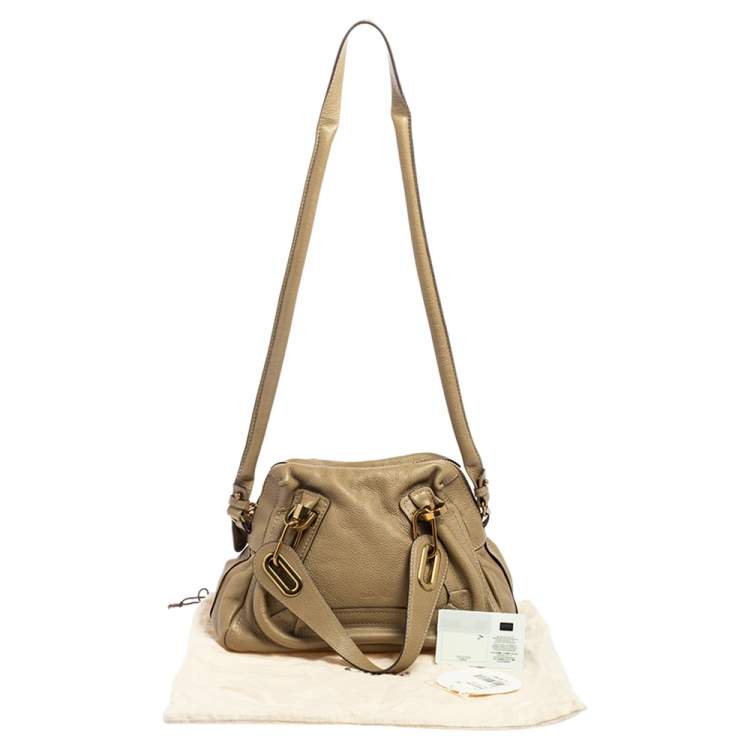 Pre Owned Chloe Khaki Green Leather Small Paraty Satchel